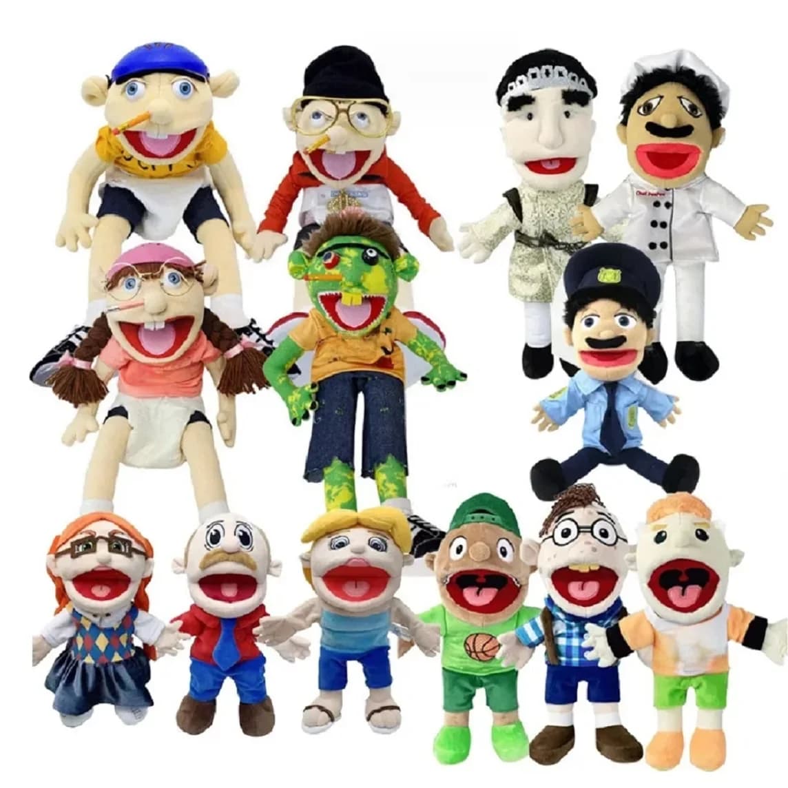 Jeffy Pop Hand Muppet Cody Junior Joseph Chef-Kok Politie Prins Vader Moeder Penelope Soft Pop Speelgoed Talkshow Party Prop Kid Cadeau