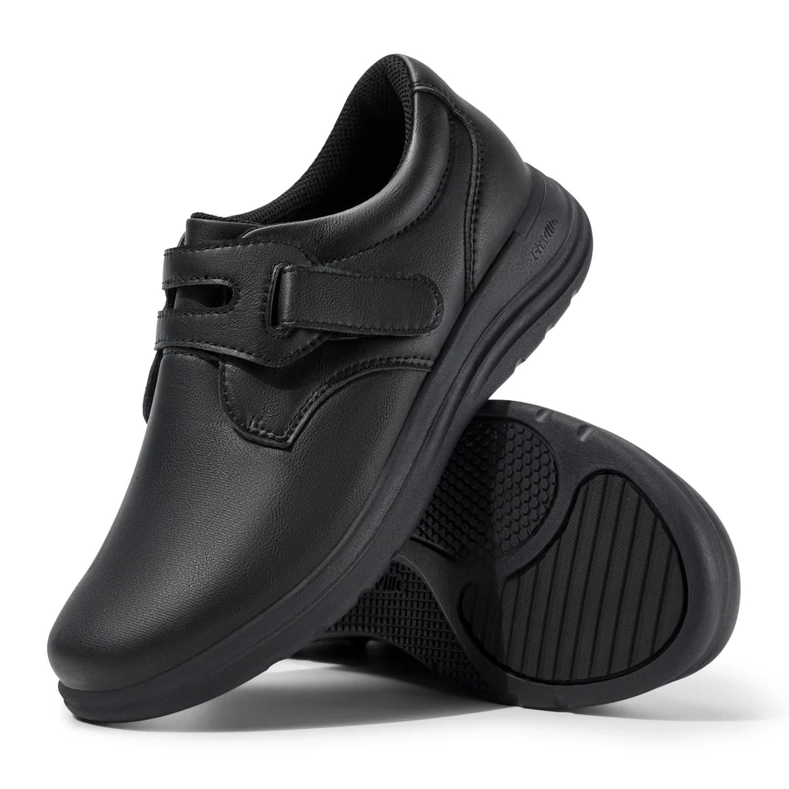 FitVille lederen damesschoenen extra brede diabetische schoenen instapper wandelschoenen voor dames gezwollen voeten met steunzool
