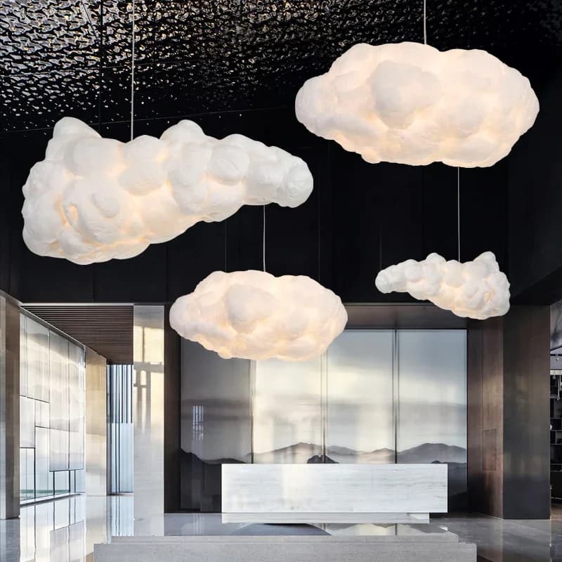 Verschillende Vorm Witte Wolken Kroonluchter Licht Zijde Katoen Cloud Led Suspension Opknoping Lamp Voor Kinderkamer Nursery School