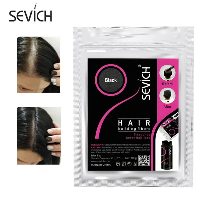 100g Haaruitval Building Haarvezels Blender Verbergen Styling Vezel Haarpoeders Dunner Keratine Wimperverlenging Zwart