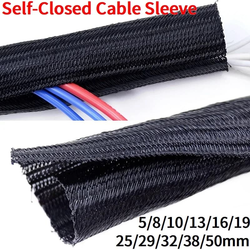 Uitbreidbaar Kabel Mouwen Zelf Gesloten Pet Gevlochten Management Auto Line Overlapt Flexibele Loom Split Buis Wire Wrap Organizer