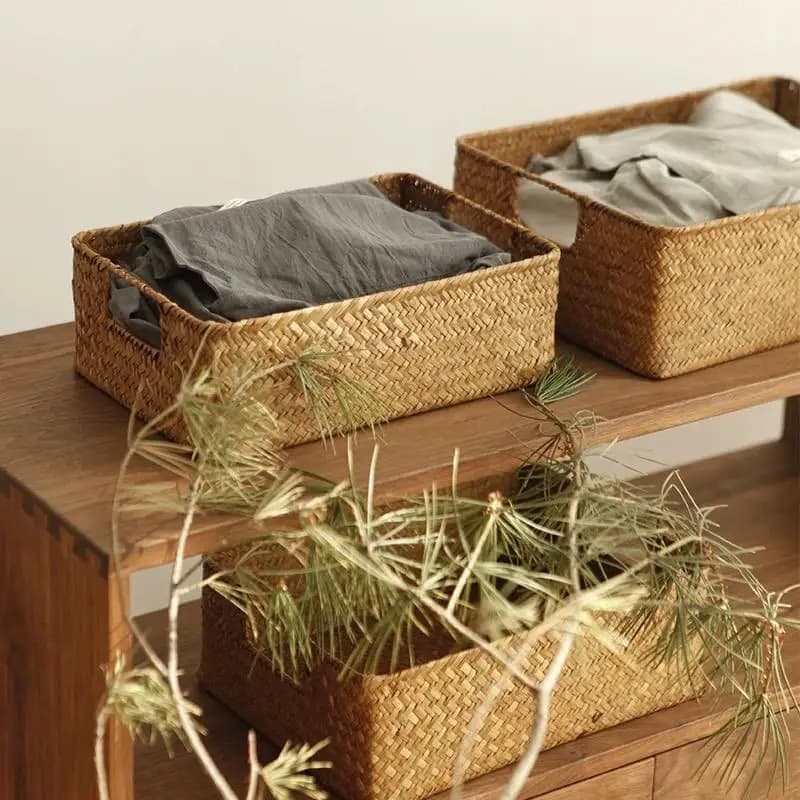 Zerolife-geweven zeegrasmand voor woondecoratie, natuurlijke rieten mand, opbergmand, fruitbroodhanddoek, keukentafel, rotan