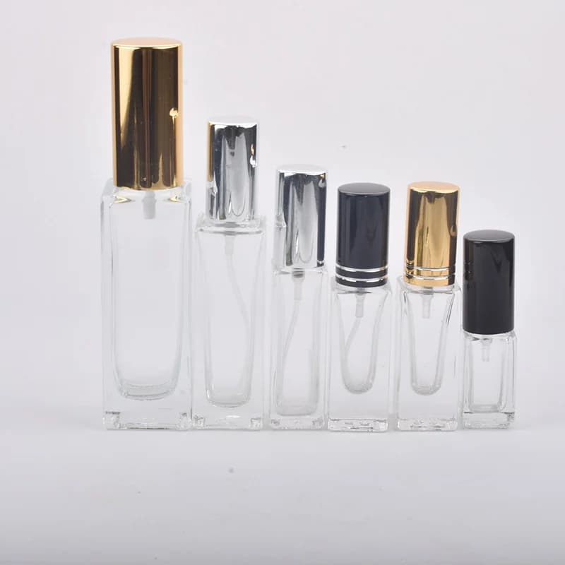 10 Stks/partij 3Ml 5Ml 10Ml 20Ml 30Ml 50Ml Transparante Glazen Spuitfles Sample Glas flesjes Parfum Verstuiver Goud Zilver Zwart Cap