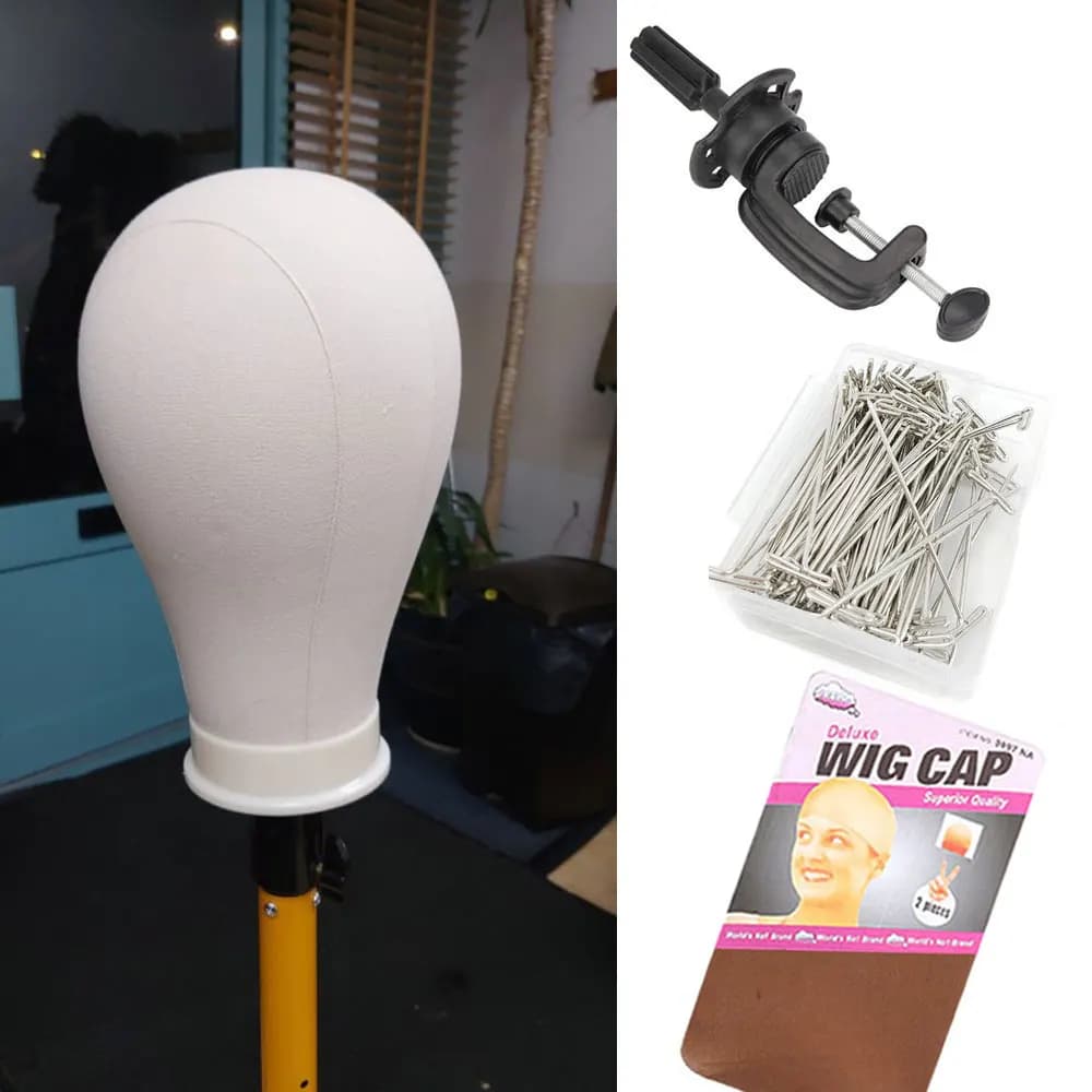 Canvas Pruik Hoofd Pruik Stand 21-24 inch Mannequin Hoofd voor Hairstyling Weergave Maken Pruik Stand Met Hoofd pruik Ondersteunt Houder