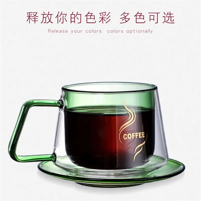Fatube Hittebestendig En Gemakkelijk Te Schoon Amber Koffie Cup Mokken Met Handvat Lade Drinkwaren 300Ml Single/dubbele Laag