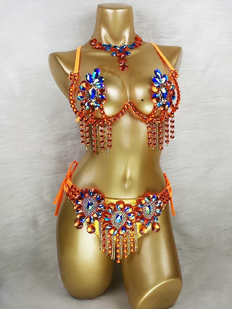 Nieuwe Collectie Sexy Samba Carnaval Voor Vrouwen Draad Bh & Riem stenen Samba Pak C021