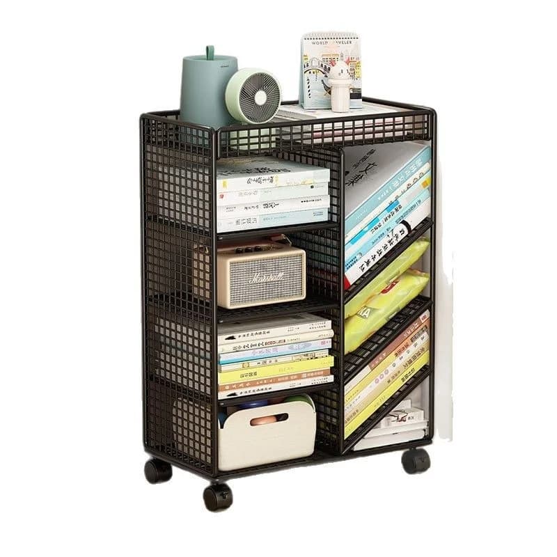 Boekenplank onder tafel Op de vloer gemonteerd opbergrek Verplaatsbare trolley Eenvoudige bureau-zijde Boekenopslag met wielen Praktisch Nieuwe