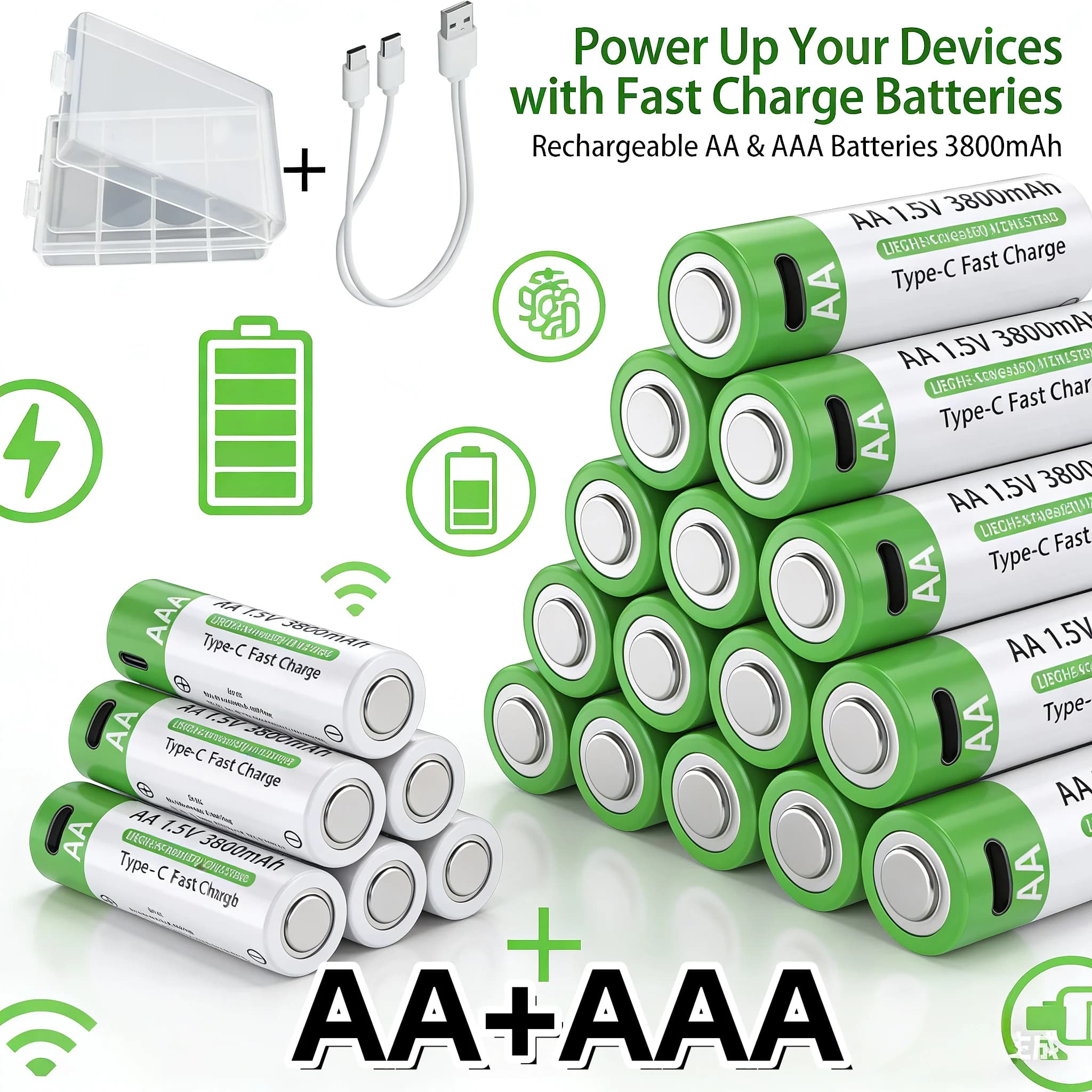 2025NIEUWE lithium-ionbatterij Type-C oplaadbare batterij met hoge capaciteit AA- en AAA-batterij voor afstandsbediening, muis, elektrisch speelgoed