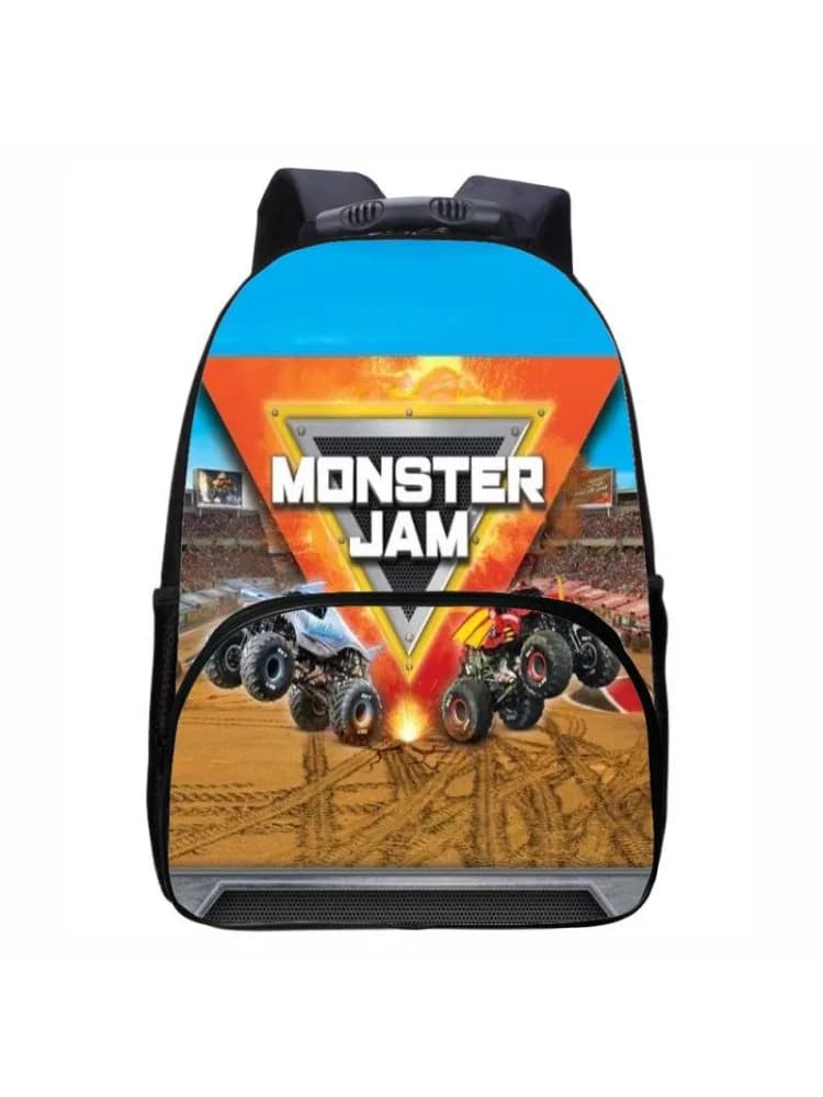 Monster Jam Truck, rugzak met ronde voortas voor basisschool-, middelbare en middelbare scholieren, mannelijke en vrouwelijke rugzakken