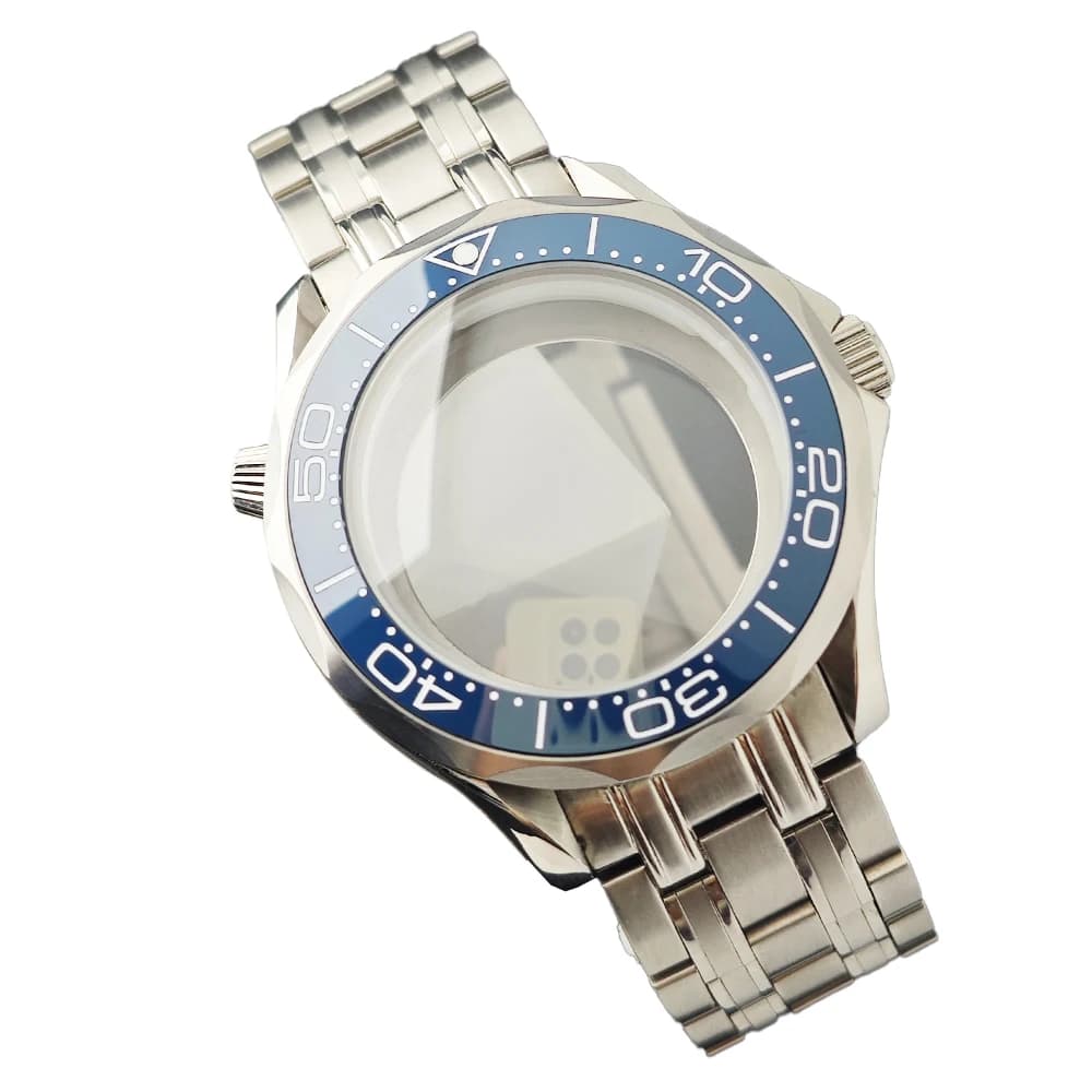 42mm NH35 kast past op NH35 NH36 uurwerk accessoires zilveren roestvrijstalen horlogekast 6 uur NH35 wijzerplaat mechanische horloges heren
