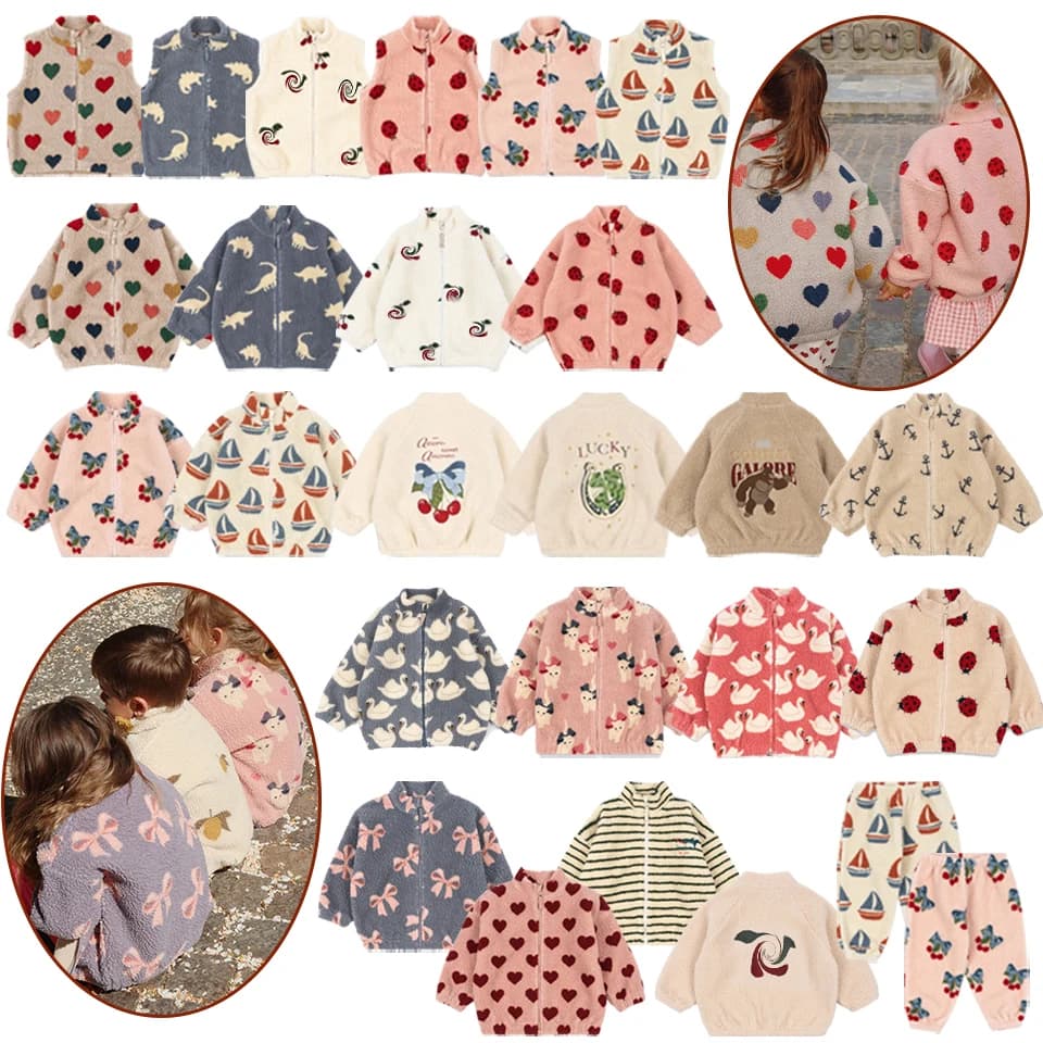2025 Herfst KS Peuter Meisjes Lamswol Katten Jas Jongens Cartoon Katoen Fleece Uitloper Jas Kid Winter Kleding Kind Kever Jassen