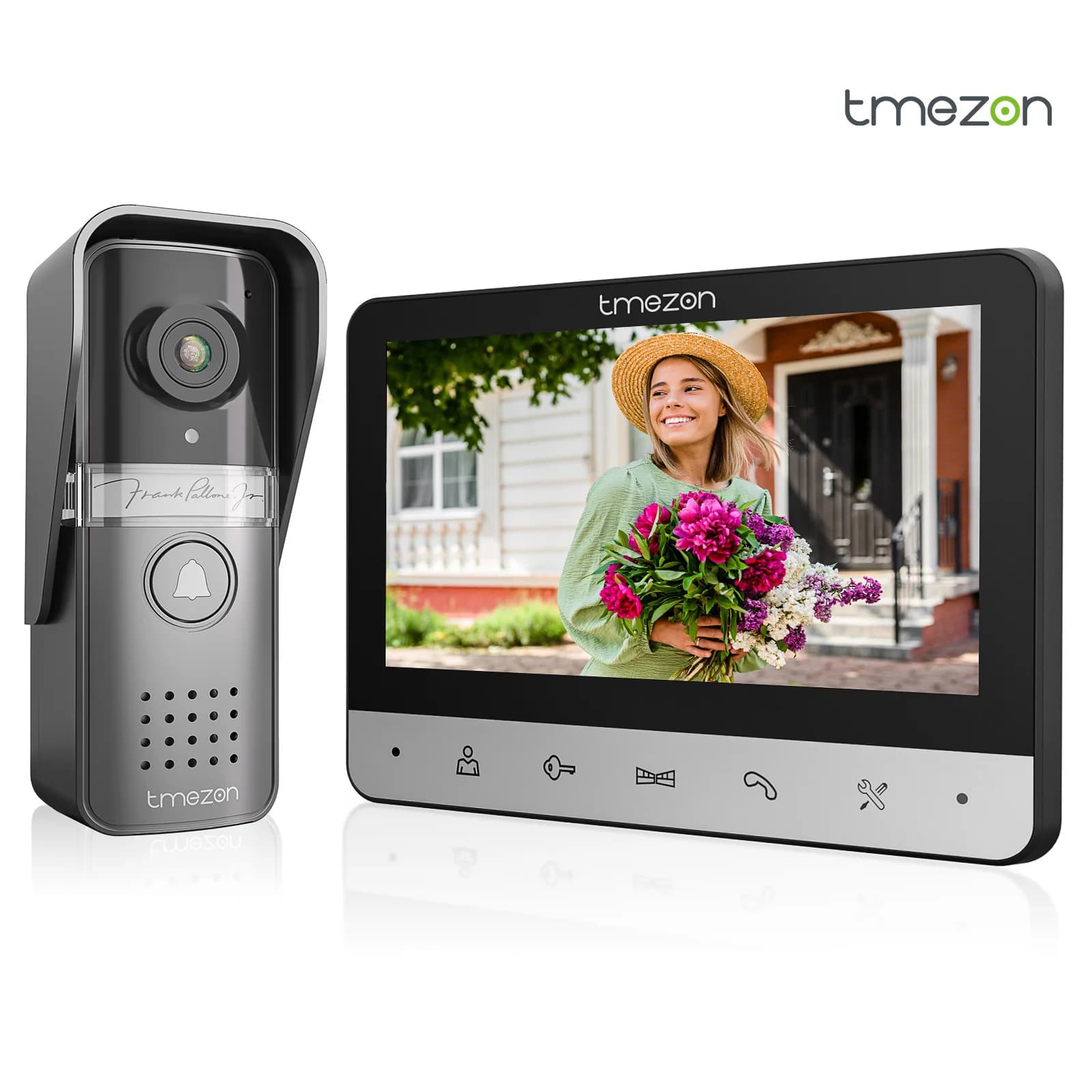 4-draads videodeurtelefoon deurbel intercomsysteem voor thuis, TMEZON 7-inch monitorcamera, op afstand ontgrendelen/nachtzicht/aanraakknop