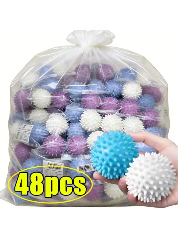 Herbruikbare wasballenset van 8 stuks, verwijdert pluizen, verzacht kleding, voorkomt klitten, vermindert kreukels, grote wasmachine- en drogerballen
