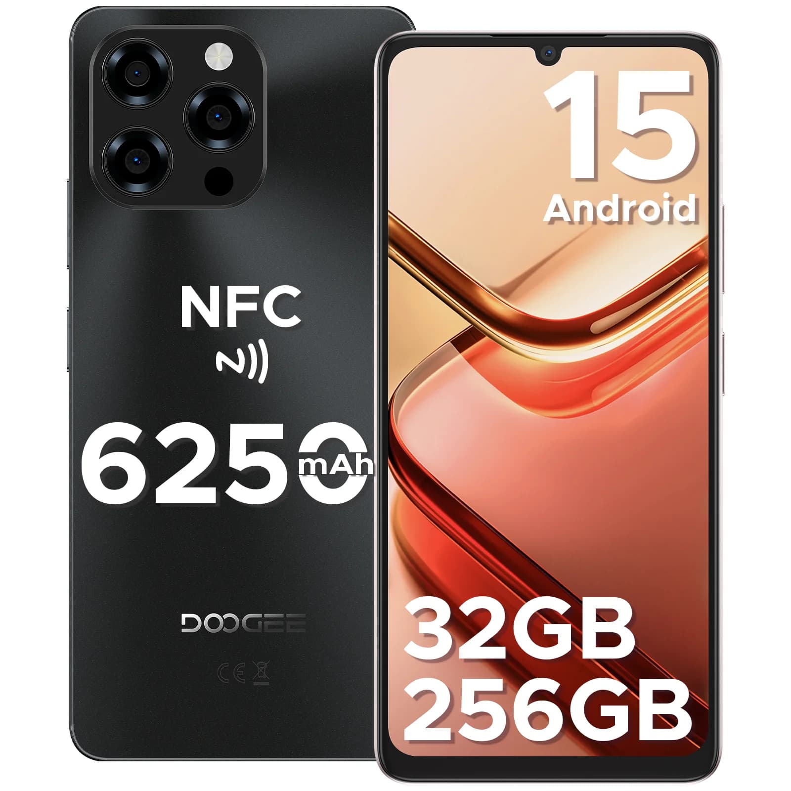 Globale versie DOOGEE Note58 Pro Smartphone 6.75 inch HD+ scherm 32GB (8+24) 256GB 6250mAh batterij NFC Android 15 Mobiele telefoon