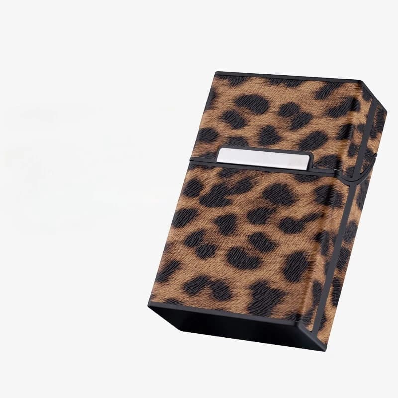 Cigarettenetui van PU-leer met luipaardprint, capaciteit voor 20 zachte & harde sigaretten, draagbaar etui met klepje