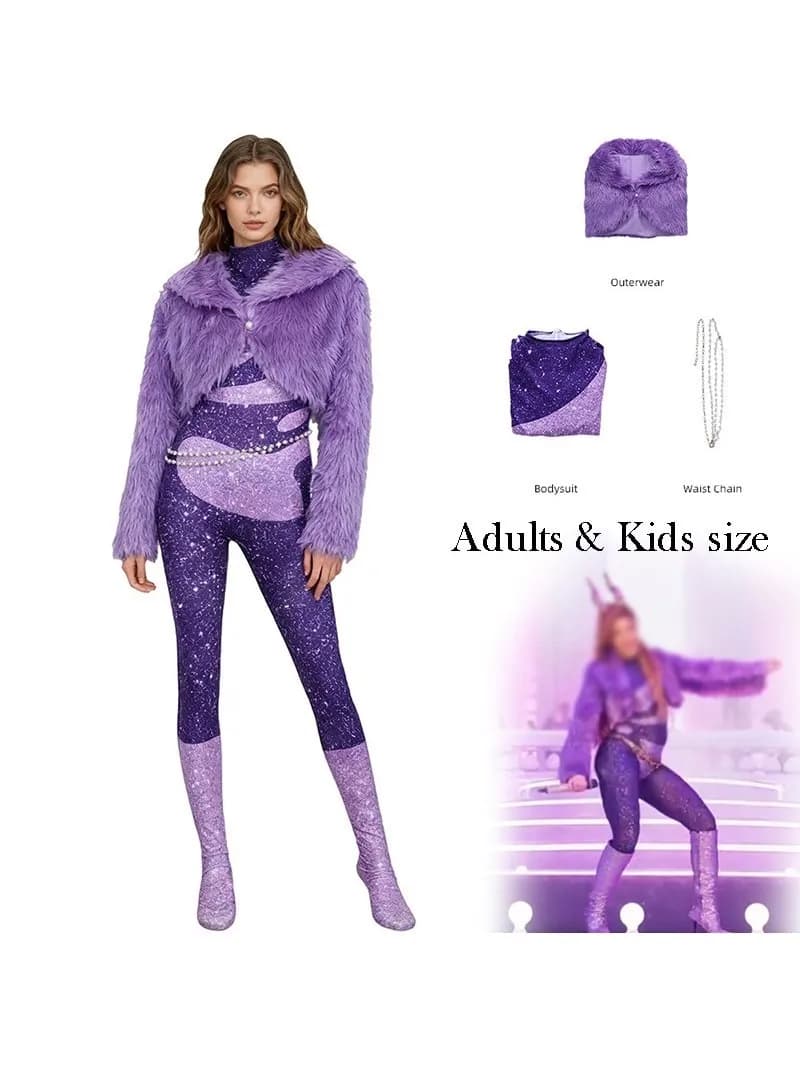 Dierentuin Cartoon Film Volwassenen kinderen 2025 Gazelle Cosplay Kostuum Paarse Jas Zanger Podium Sparkle Outfit Shakiraas Cosmic Dress Winkel