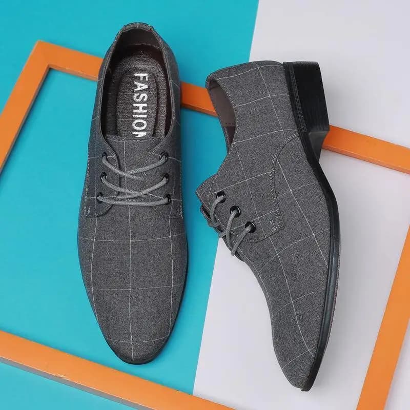 Plaid met veters Grijs Jonge studenten Sociale schoen voor heren Casual zakelijk Officieel Zwart Kleding Kantoor Nieuwe 39-kledingschoenen Man