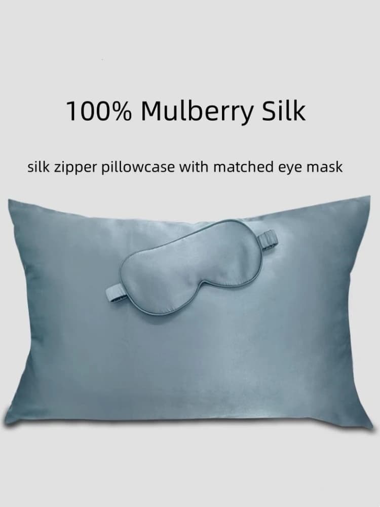 Zijden Rits Kussensloop 1Pc Met Bijpassende Oogmasker 1Pc 100% Moerbei Zijde Vele Maat Kan Worden Aangepast