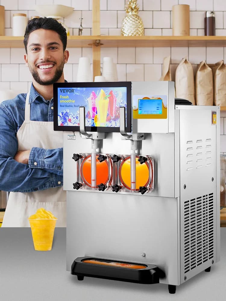 SucceBuy 8L Slushy Margarita Machine Dubbele Kom Smoothie Bevroren Drank Drank Dispenser Slushie Maker voor Restaurants