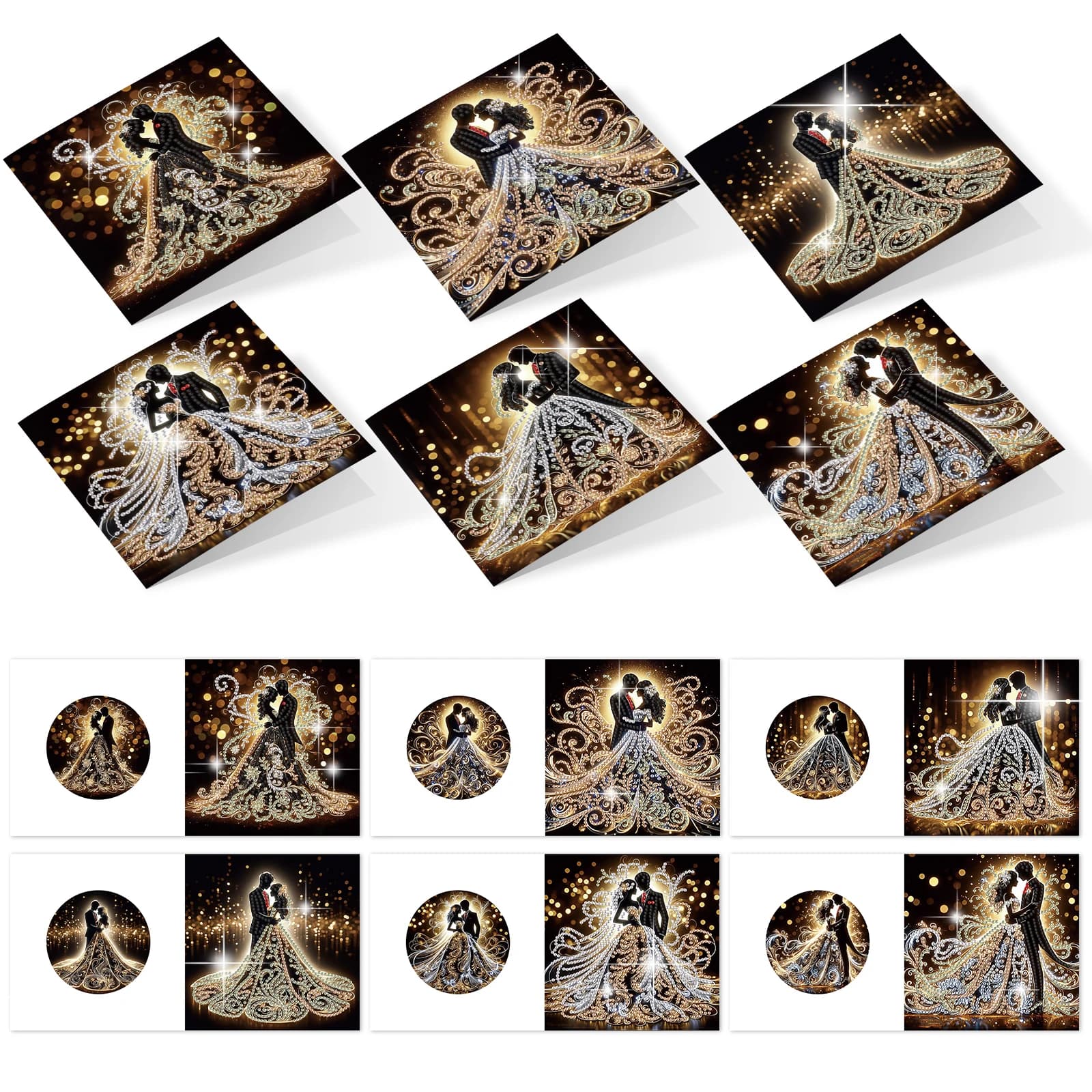 6PCS Diamond Art schilderij wenskaarten Kits, romantisch thema speciaal gevormde Diamond Art gefeliciteerde kaarten Art handgemaakte geschenken