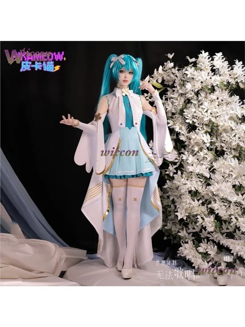Elegante Lange Cape Jurk Game Project Sekai Cosplay Diva Mikku Cosplay Kostuum Pruik Nieuwe Outfit Halloween Kerst Uniformen