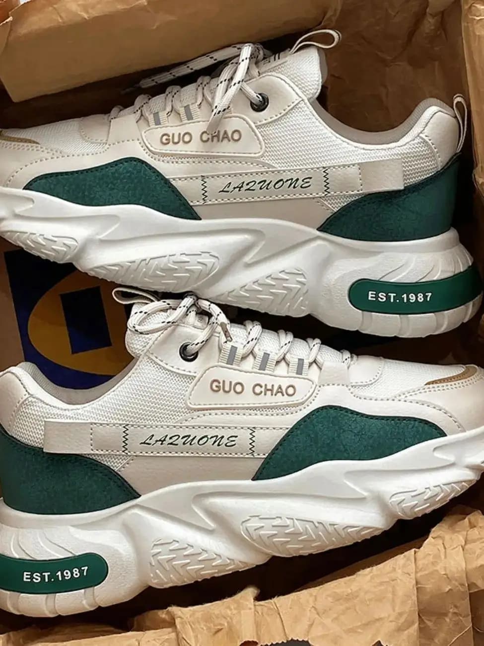 Retro-casual sneakers voor heren: comfortabele en gripvaste instappers met veters voor buitenactiviteiten - geschikt voor heren lente/zomer/F