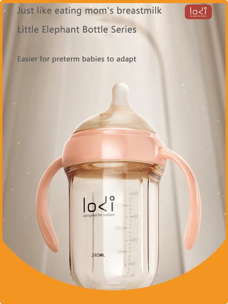 Lodi Kleine Olifant Babyfles Brede Mond Ppsu Verwijderbare/Wasbare Fles Dubbele Rij Luchtgaten Tepel/Duckbill Fles