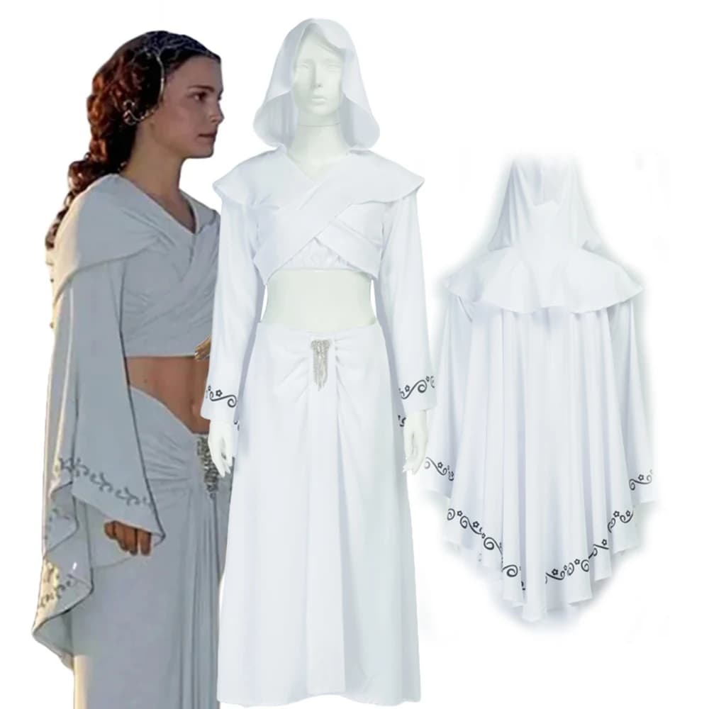 Padme Amidala Cosplay Top Rok Kostuum Film Wit Disfraz Outfits Halloween Carnaval Party Vermomming Pak Sexy Jurk voor Vrouw