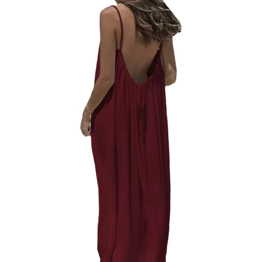Nieuwe collectie dames strapless rugloze lange losse huisjurk comfortabele slaapkledij casual maxi jurk