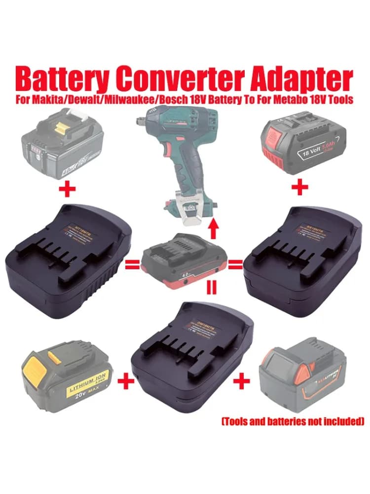 ALASICKA Adapter MT18MTB DM18MTB BS18MTB voor Makita/Dewalt/Milwaukee/Bosch 18V Li-ion Batterijen Converteren Naar voor Metabo 18V Gereedschap