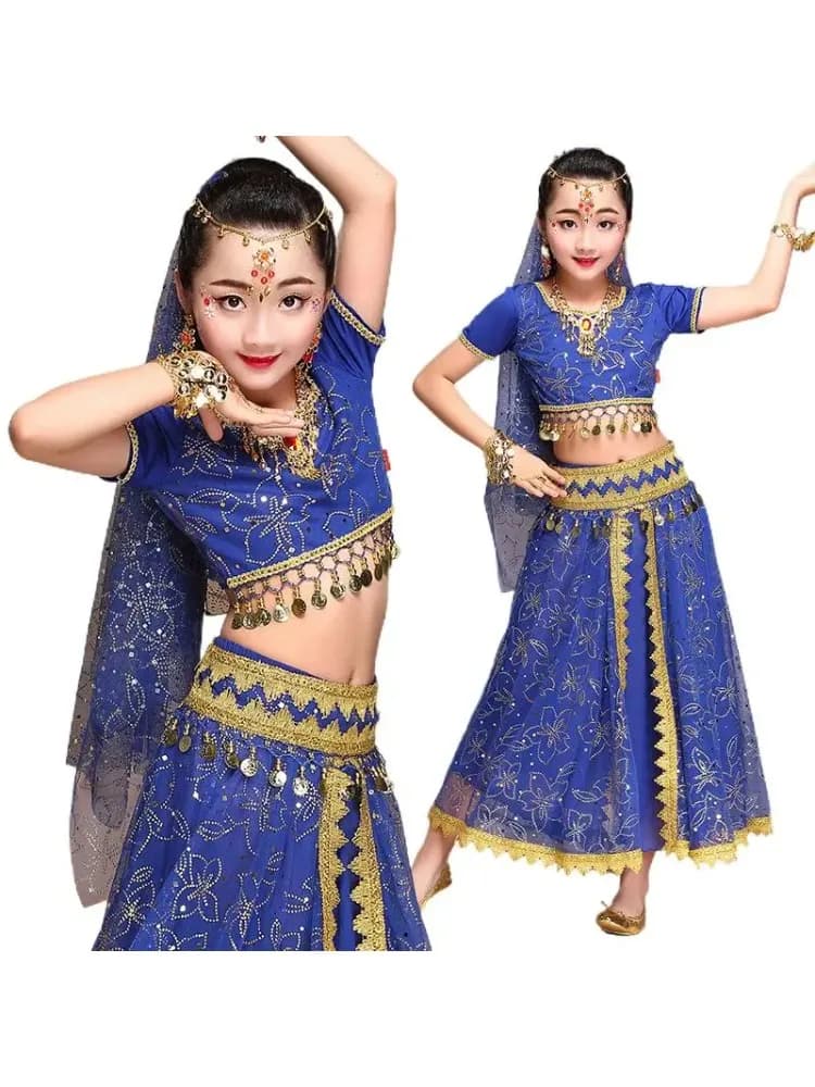 Kinderen Arabisch Halloween Kostuum Meisje Prinses Festival Buikdans Cosplay Bollywood Noble Jasmine Carnaval Stage Performance Pak