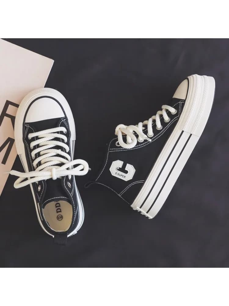 2026 Zomer Dames Sneakers Nieuwe Canvas Veterschoenen Dames Sportschoenen Ademend Platform Sneakers Schoenen Wit Casual Damesschoenen