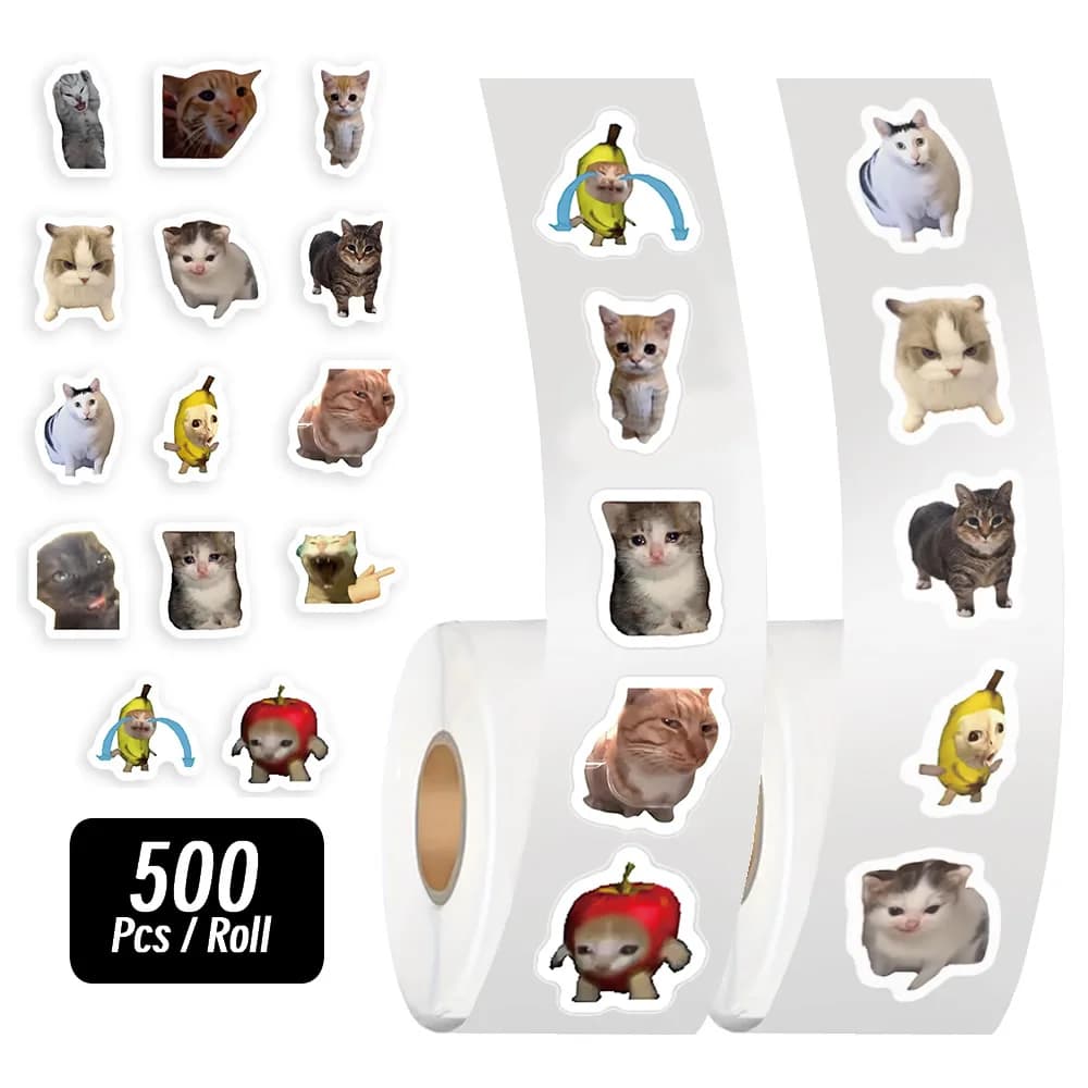 500 stks/rol Cartoon Meme Kat Stickers Voor School Beloning Stickers Klaslokaal Decoratie Aanmoediging Sticker Voor Student Leraar