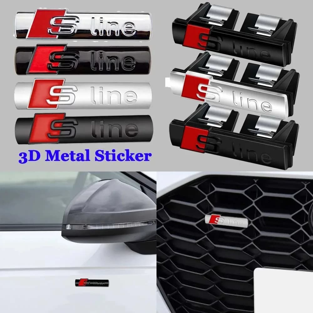 S Line 3D Logo Auto Voorgrille Badge Sticker Metalen S Line Embleem voor Audi Sline RS A3 A4 A5 A6 A7 A8 S3 RS3 RS5 RS6 S4 Q2 Q5 Q3