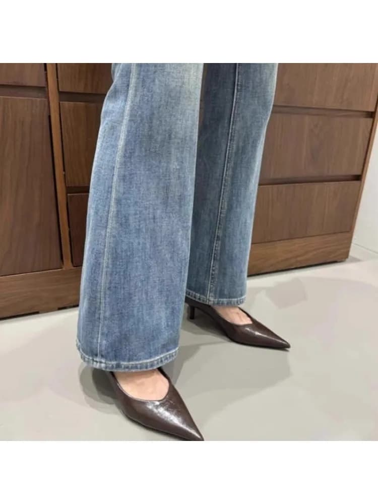 Kleine voet lederen hoge hakken dames stiletto lente en herfst nieuwe stijl niet moe tenen werk professionele enkele schoenen