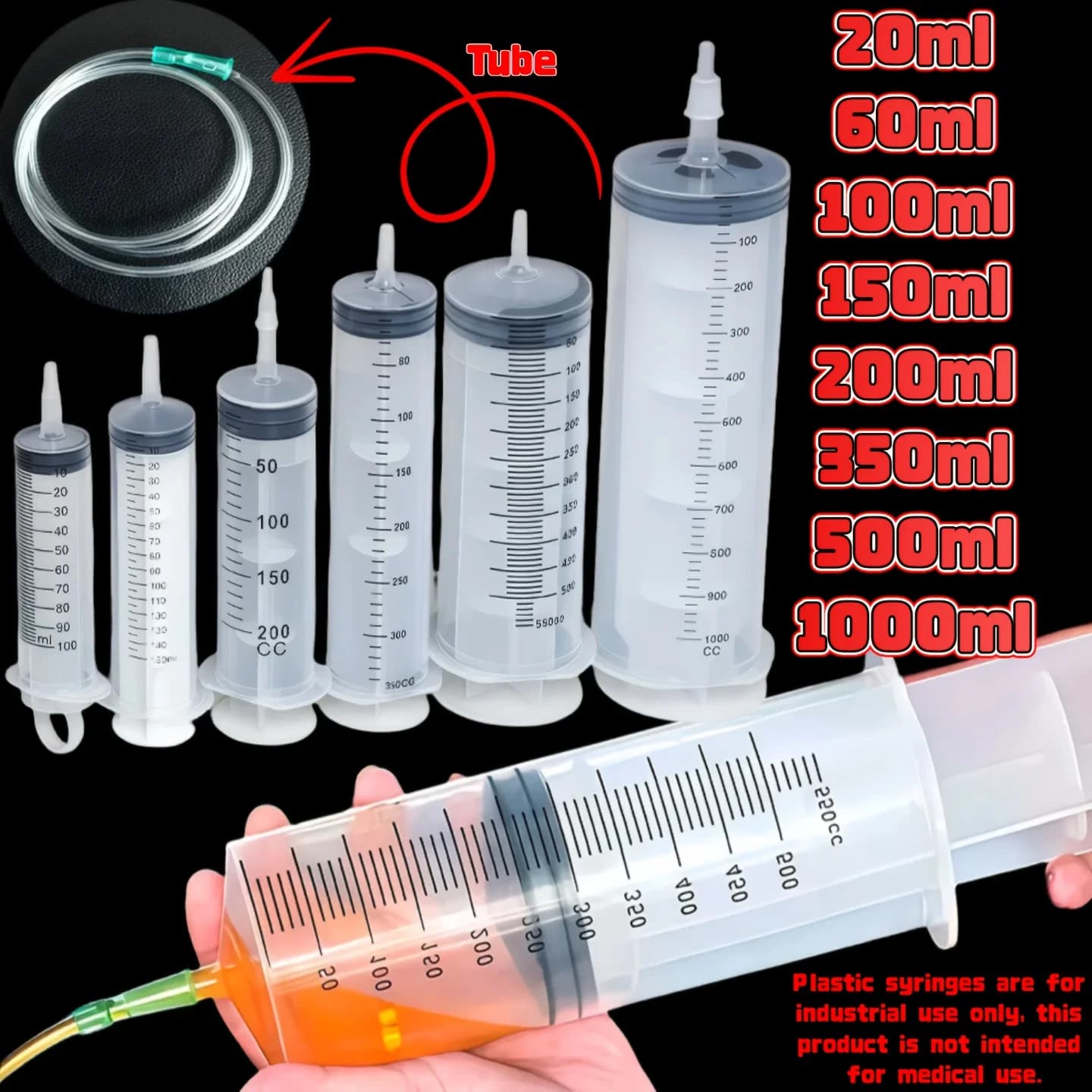 Duurzame grote plastic spuit met grote capaciteit 100ml, 150ml, 250ml, 350ml, 550ml, 1000ml |   Auto-olie-extractor is geschikt voor