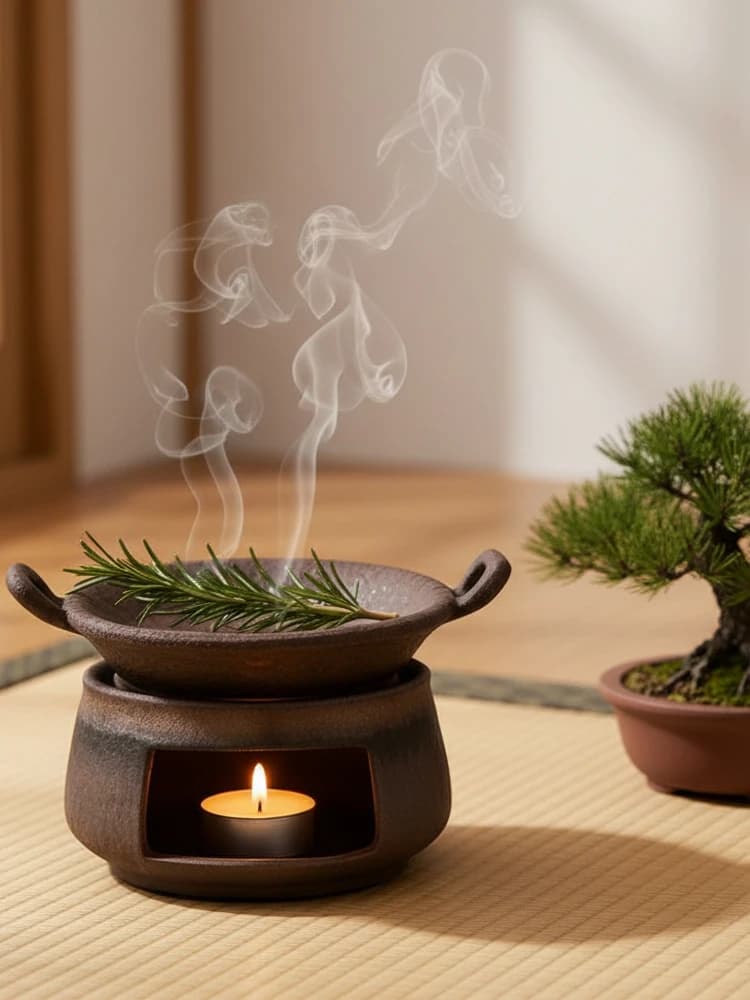 Grof aardewerk kruidenbrander, multifunctionele keramische aromatherapiekachel voor sandelhout, thee en essentiële oliën, woondecoratie