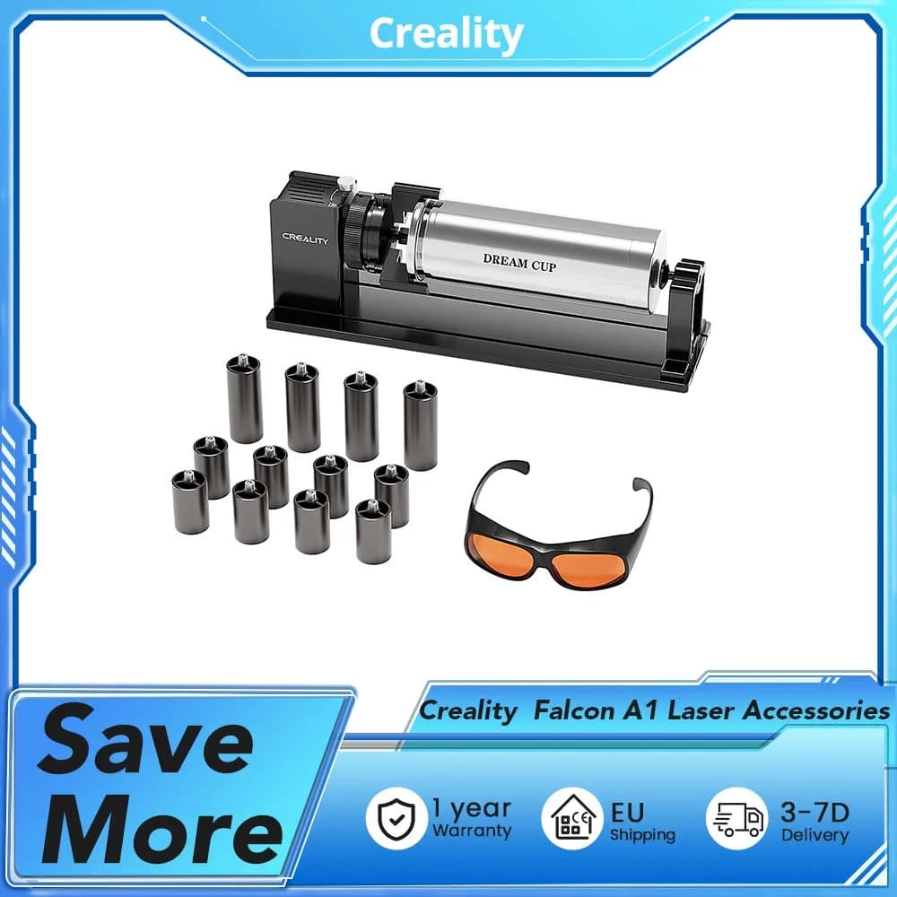 Creality Falcon A1 Universele 3-in-1 laserrotator – modi voor bolvorm (80-130 mm), ringvorm (0-33 mm), rolvorm (30-90 mm), officieel compatibel met