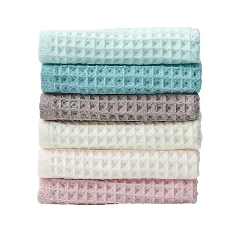 100% Katoenen Badhanddoek Set voor Volwassen Kind Super Absorberende Zachte Badkamer Wafel Handdoek Effen Kleur Keuken Schone Handdoeken
