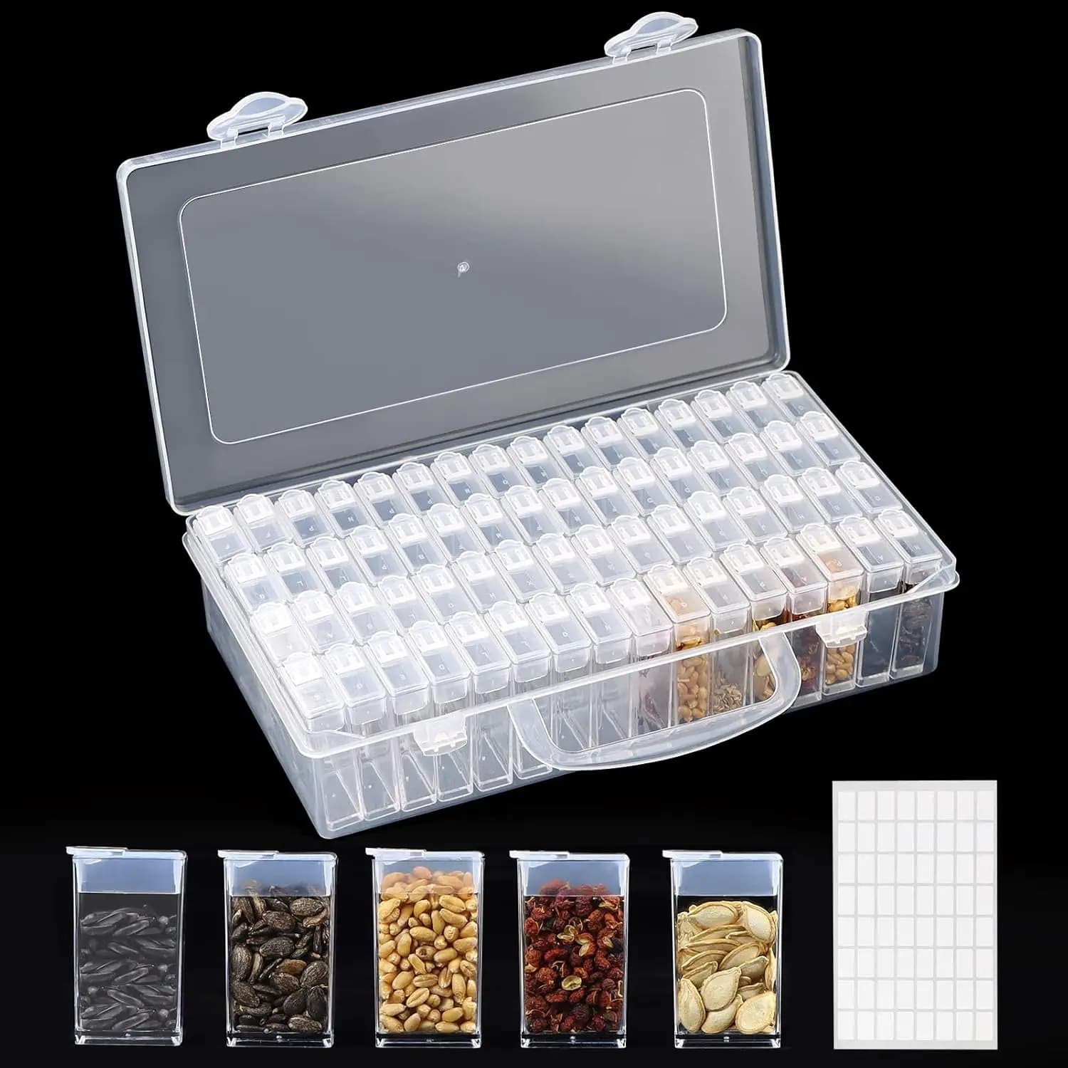 1/2 STUKS Plastic Zaad Opbergdoos met Label Stickers Multifunctionele Diamant Borduren Opbergdoos Herbruikbare Planten Zaad Bevatten