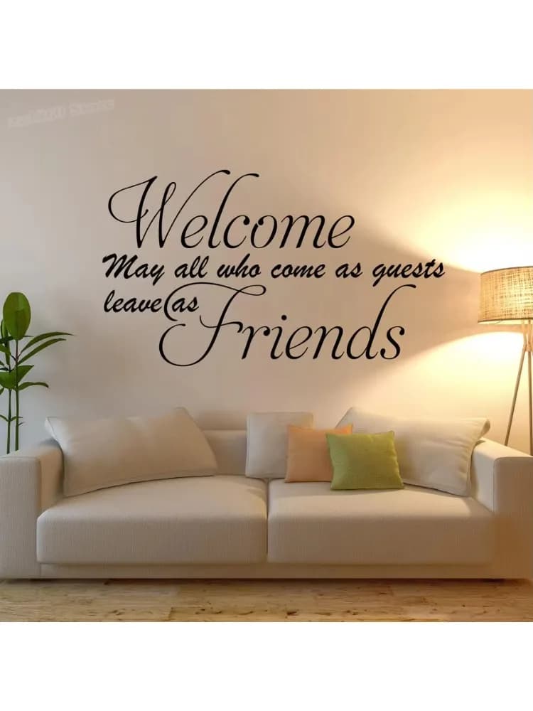Thuis Muurstickers Quotes Welkom Kan Alle Die Komen Als Gasten Laat Als Vrienden Muursticker Home Citaat Vinyl Living room Decor A090