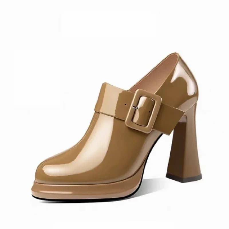 Lente en herfst nieuwe zwarte ronde kop dikke hoge hakken enkele schoenen 2025, vrouwen platformpomp hoge kwaliteit damesschoenen zapatos