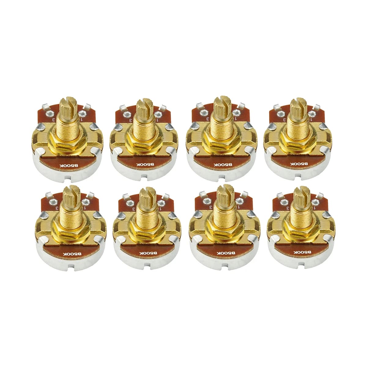 FLEOR 8PCS Golden 18-spline Gitaar Potentiometers Potten 500K/250K Lange/Korte As Kies Gitaar Onderdelen