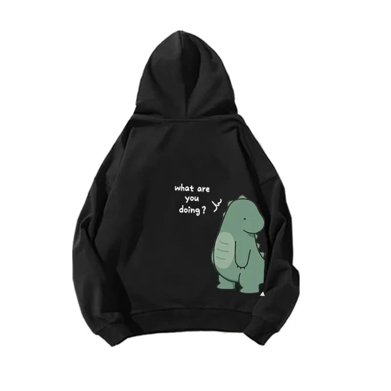 Herfst en winter schattige rock dinosaurus mode print heren casual harajuku Y2k cartoon paar hoodie als cadeau voor koppels