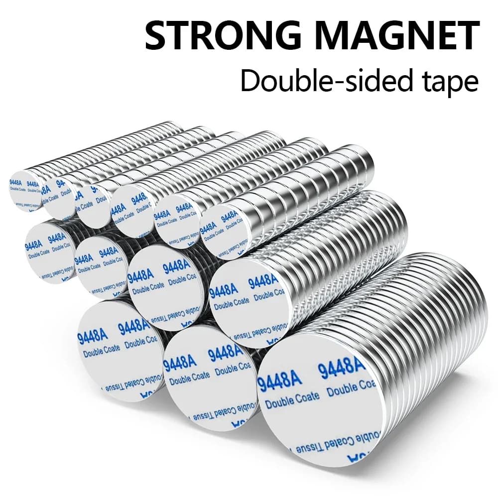 Superkrachtige magneet Neodymium met dubbelzijdig klevende magneet Ronde NdfeB N35 Sterke permanente magnetische imanes Koelkast