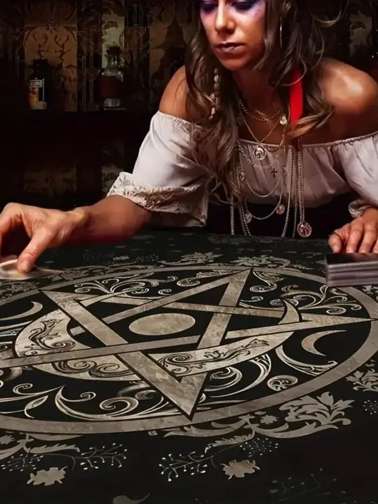 VIKAMA Spirituele Energie Symbool Altaardoek Bari Tarot Deck Heks Astrologie Zwart Orakel Mat Tarot Tafelkleed Tarot Spelmat