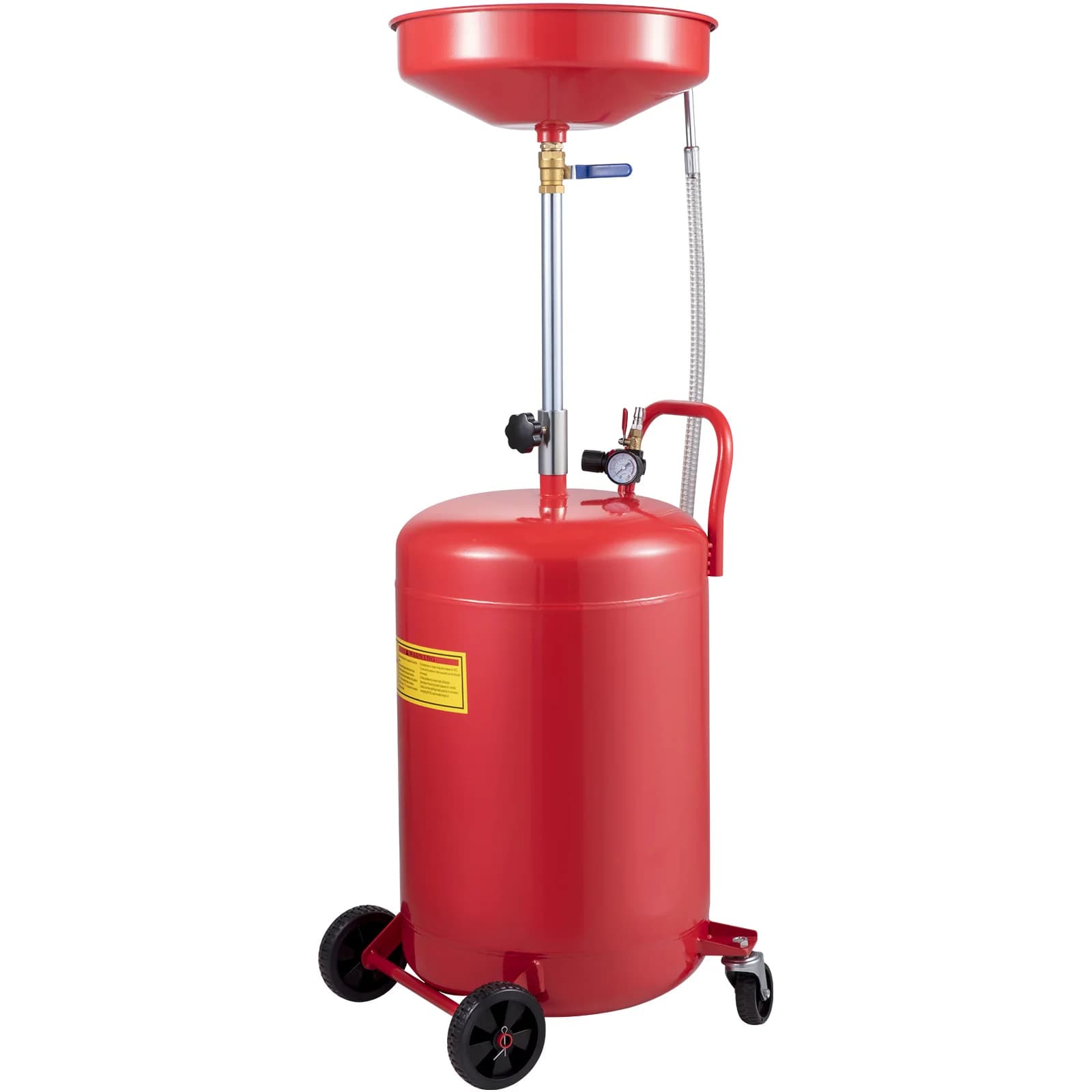 SucceBuy 20 gallon afvaltank voor afvalolie, luchtbediende afdruiprek met drukregelklep voor afvoer van vloeistoffen, brandstofoverdracht