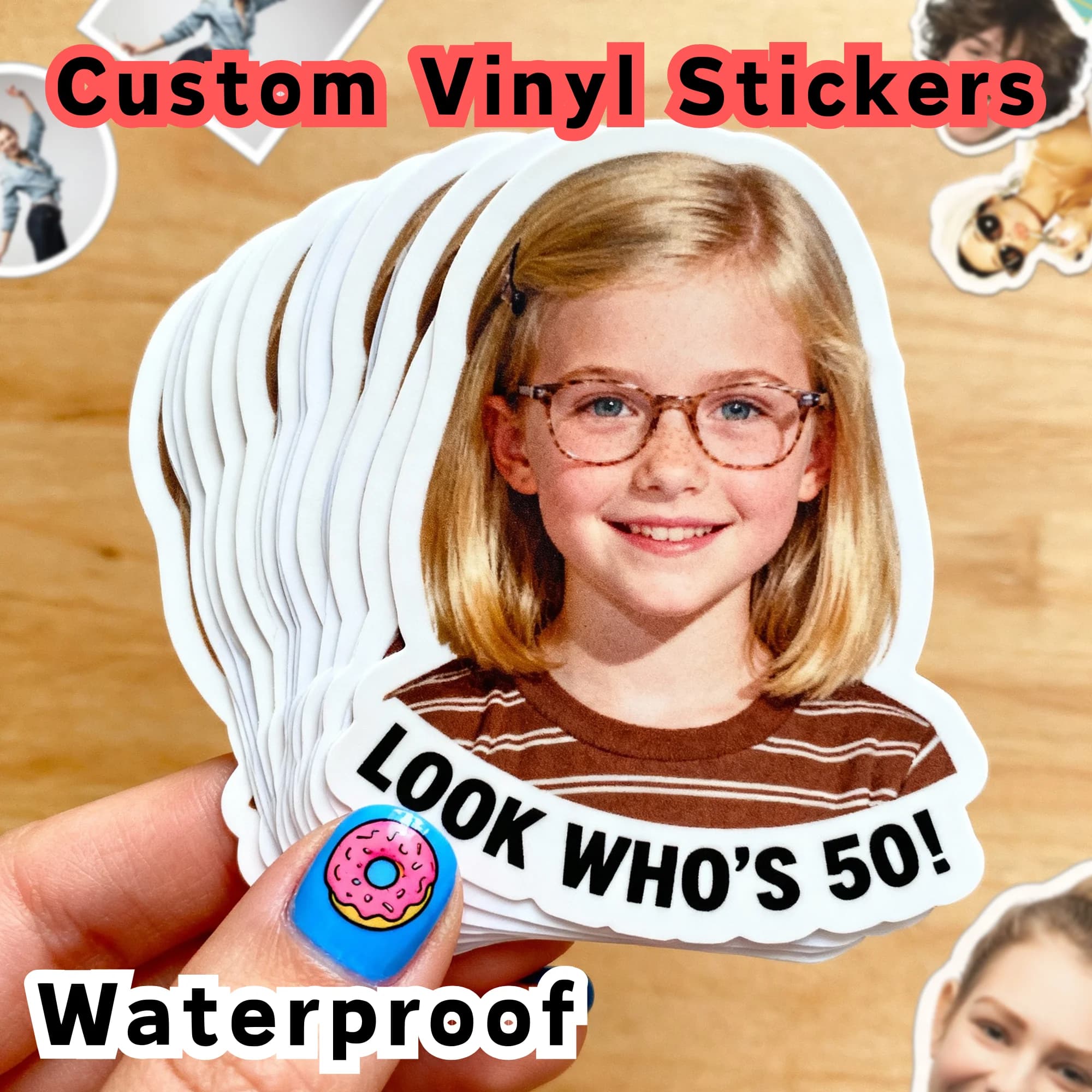 Aangepaste stickers PVC waterdicht gestanst vinyl gezichtslabels ronde gepersonaliseerde sticker voor laptop verjaardagsfeestje bruiloft bedrijf