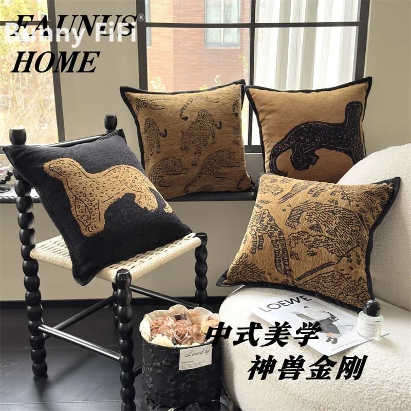 Luxe Luipaardpatroon Kussenhoezen Decoratief Accent Chenille Zacht Sierkussen Case Vintage Stijl Voor Slaapbank Home Decor