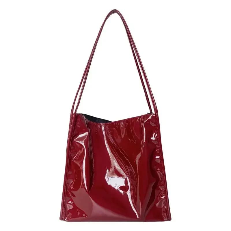 Vintage vrouwelijke dames boodschappentas met grote capaciteit Mode lakleer dames schoudertassen Casual effen kleur Tote handtassen